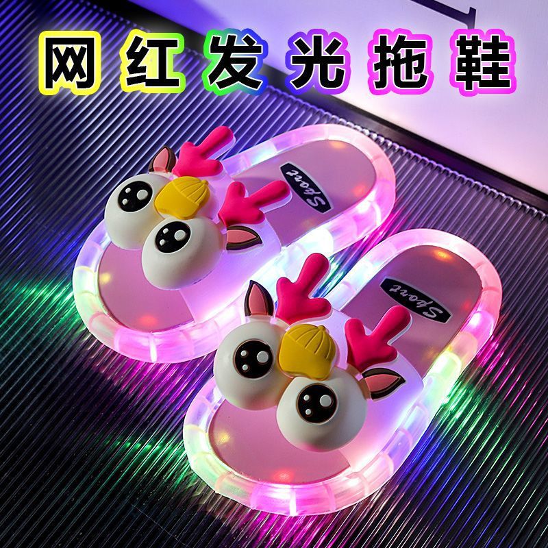 Children'S Slippers Summer Small And Medium-Sized Children'S Internet Popular Baby Animal Luminous Cute Indoor And Outdoor Anti-Slip Sandals For Boys And Girls - Image 2